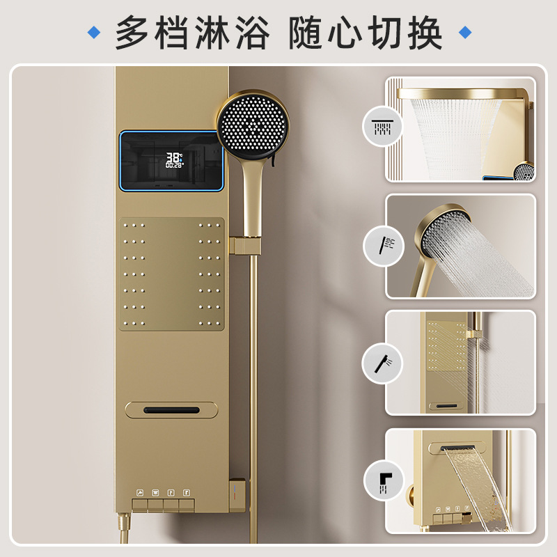 Home And Bathroom - Space-Gray Smart Digital Display Back-Mounted Shower