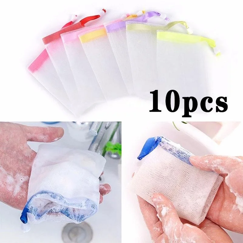 Home Bathroom Cleaning Kit - 10Pcs/set Portable Clean Foaming Mesh Bag