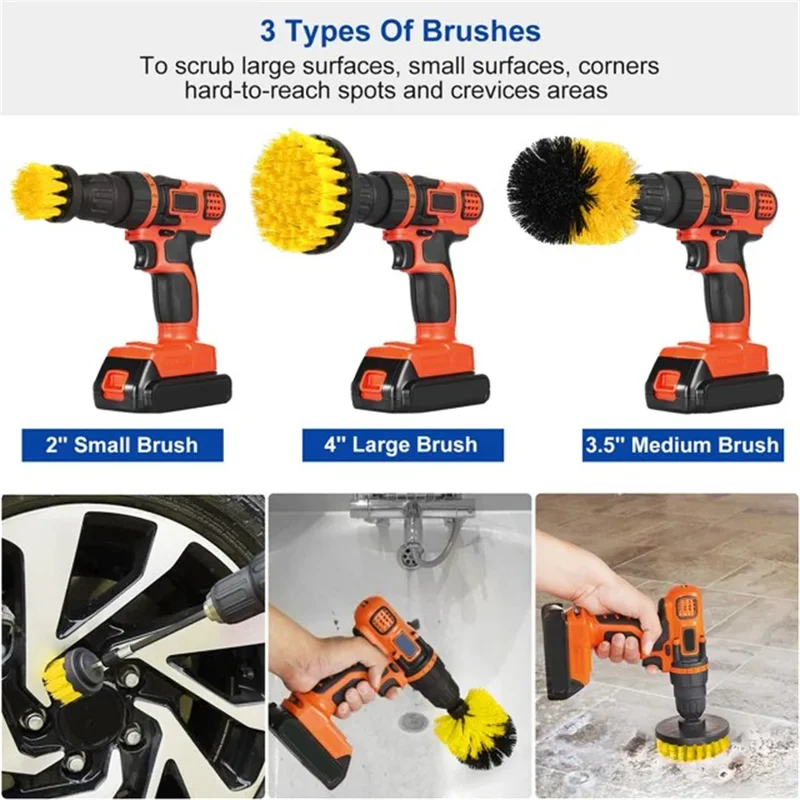 Home Bathroom Cleaning Kit - 3 Pcs/Set Power Drill Brush Set
