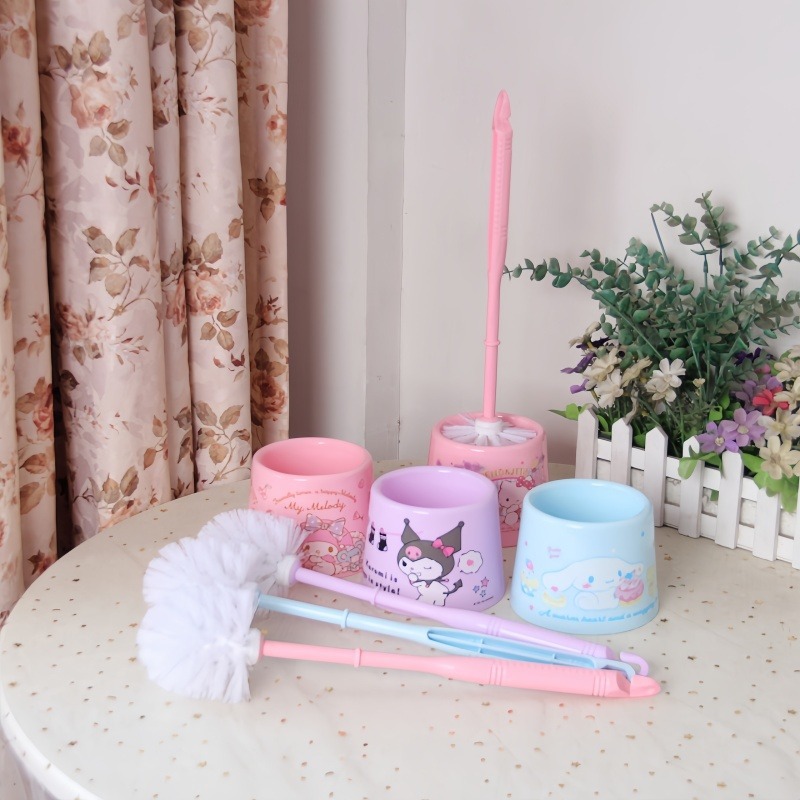 Home Bathroom Cleaning Kit - Hello Kitty Long-Handled Soft-Bristle Toilet Brush,