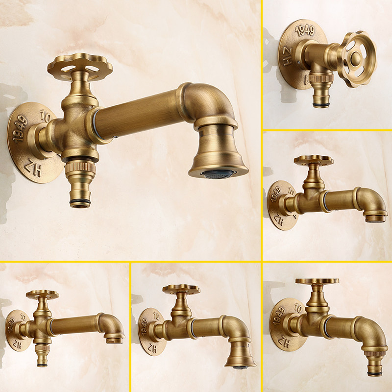 Basin Mixer Tap - Brass Washing Machine Faucet Antique Outdoor