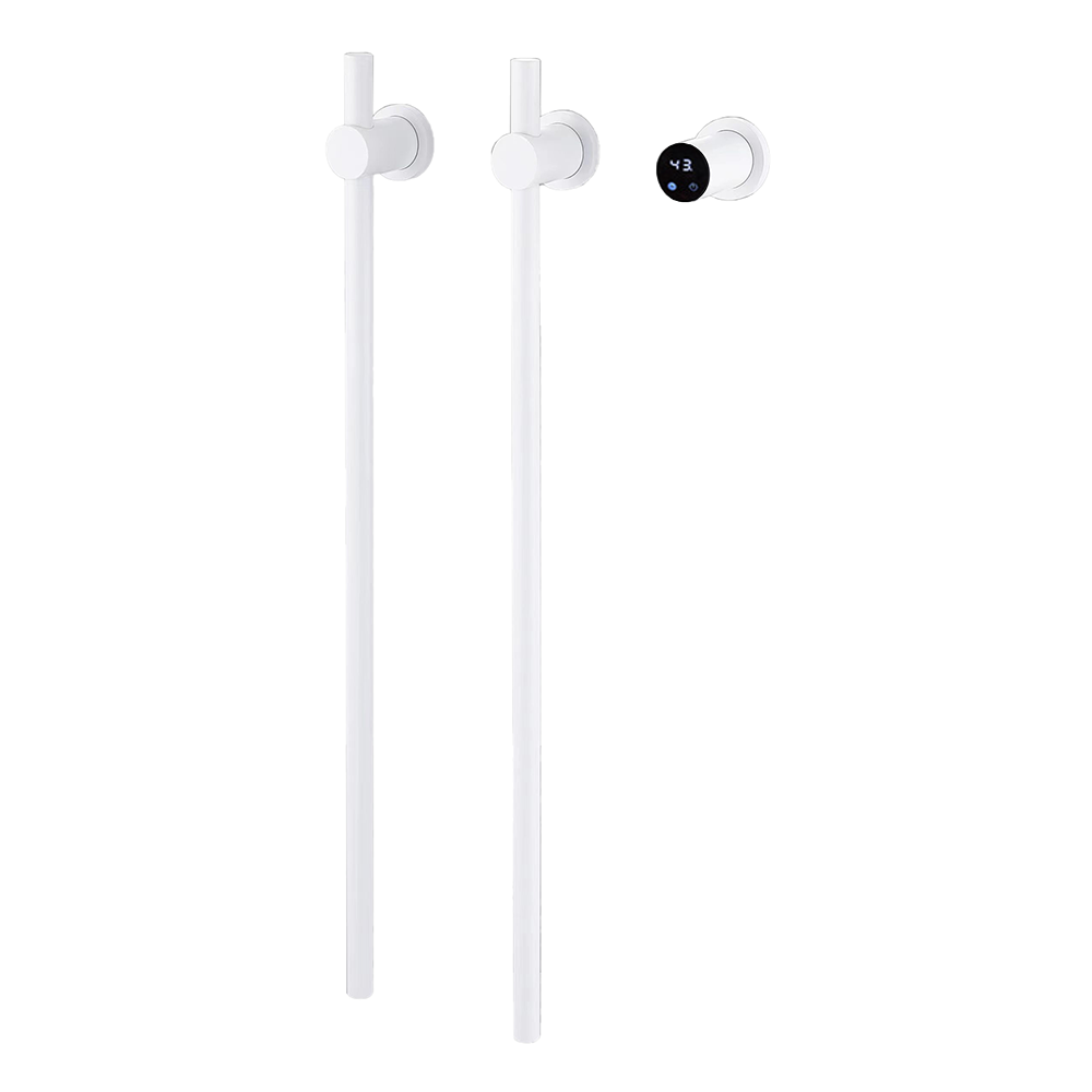 Towel Warmer Electric - Vertical Matte White 80.5x2.2cm 2 Round