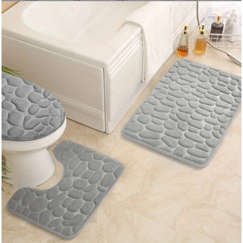 Home Bathroom Cleaning Kit - 2pcs/set Coral Fleece Bathroom Rug Mat