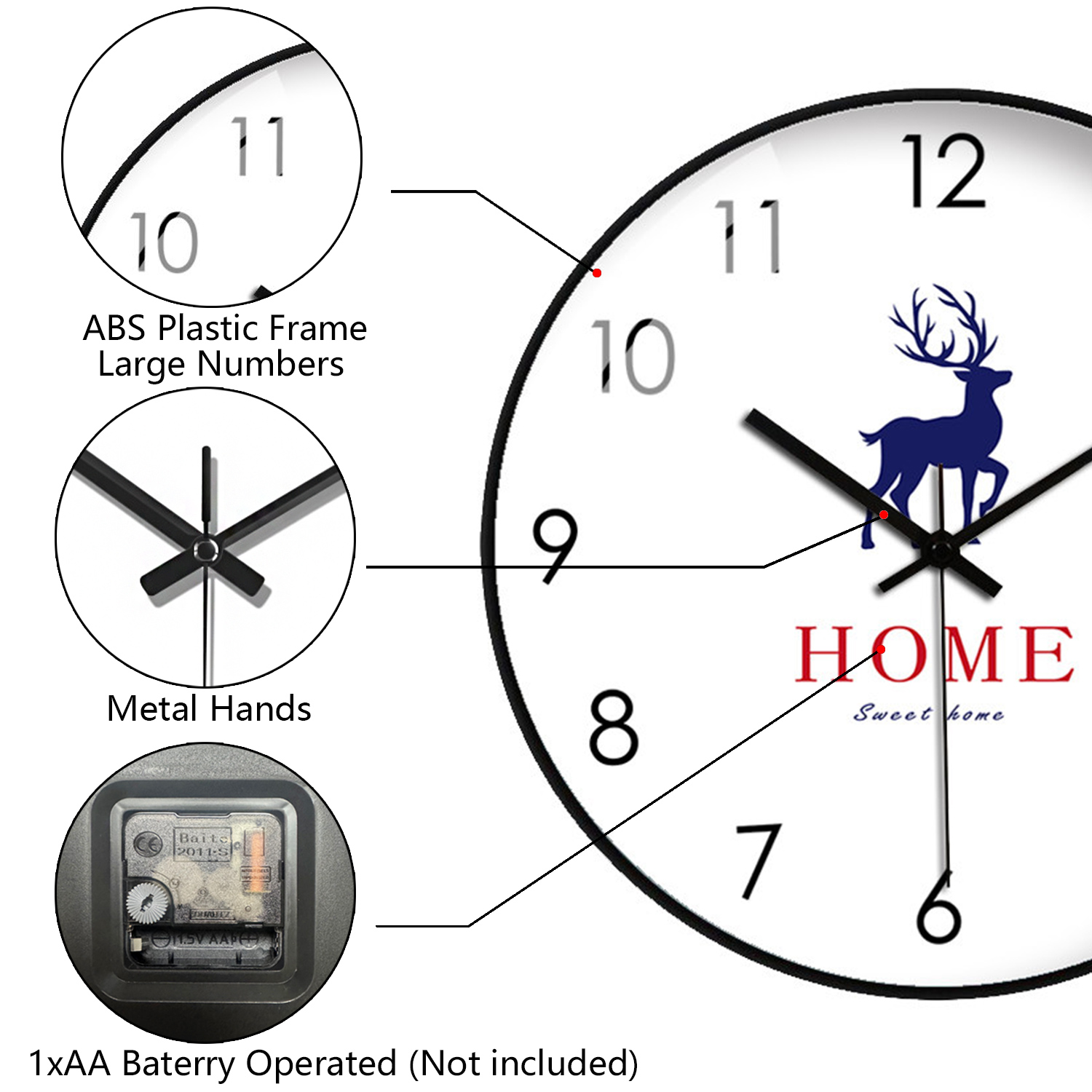 New Elegant Wall Clock Deer Pr - đánh giá và giá Home Bathroom Design Simple